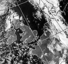 Satellitenbild (Infrarot, Ausschnitt) von NOAA 11 vom 17.08.1989, 03.16 UT