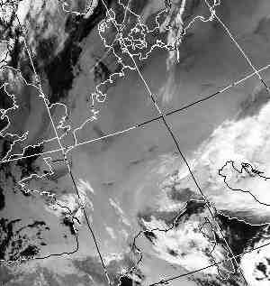 Satellitenbild (Infrarot, Ausschnitt) von NOAA 11 vom 10.12.1992, 04.17 UT