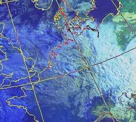 Satellitenbild (Falschfarben, Ausschnitt) von NOAA 11 vom 25.05.1994, 05.21 UT