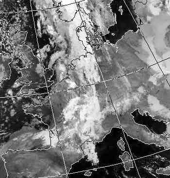 Satellitenbild (Infrarot, Ausschnitt) von NOAA 12 vom 27.09.1996, 02.14 UT