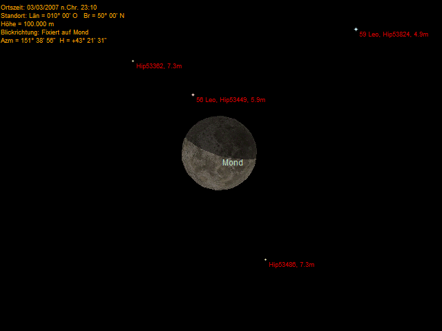 Ablauf der Mondfinsternis am 03.03.07  für 50°N/10°E