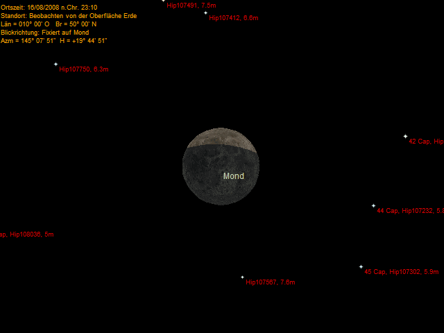 Ablauf der Mondfinsternis am 16.08.08  für 50°N/10°E