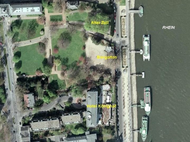 Luftbild (GoogleEarth) mit den Beobachtungsorten
