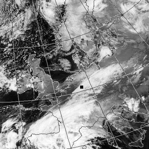 Satellitenbild (Infrarot, Ausschnitt) von NOAA 16 vom 21.12.2010, 07.36 UT