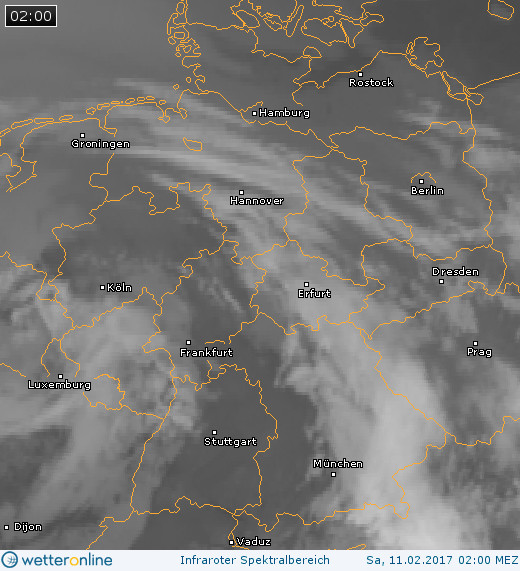 Bewölkung ber Mitteleuropa am 11.02.2017 um 02:00 MEZ